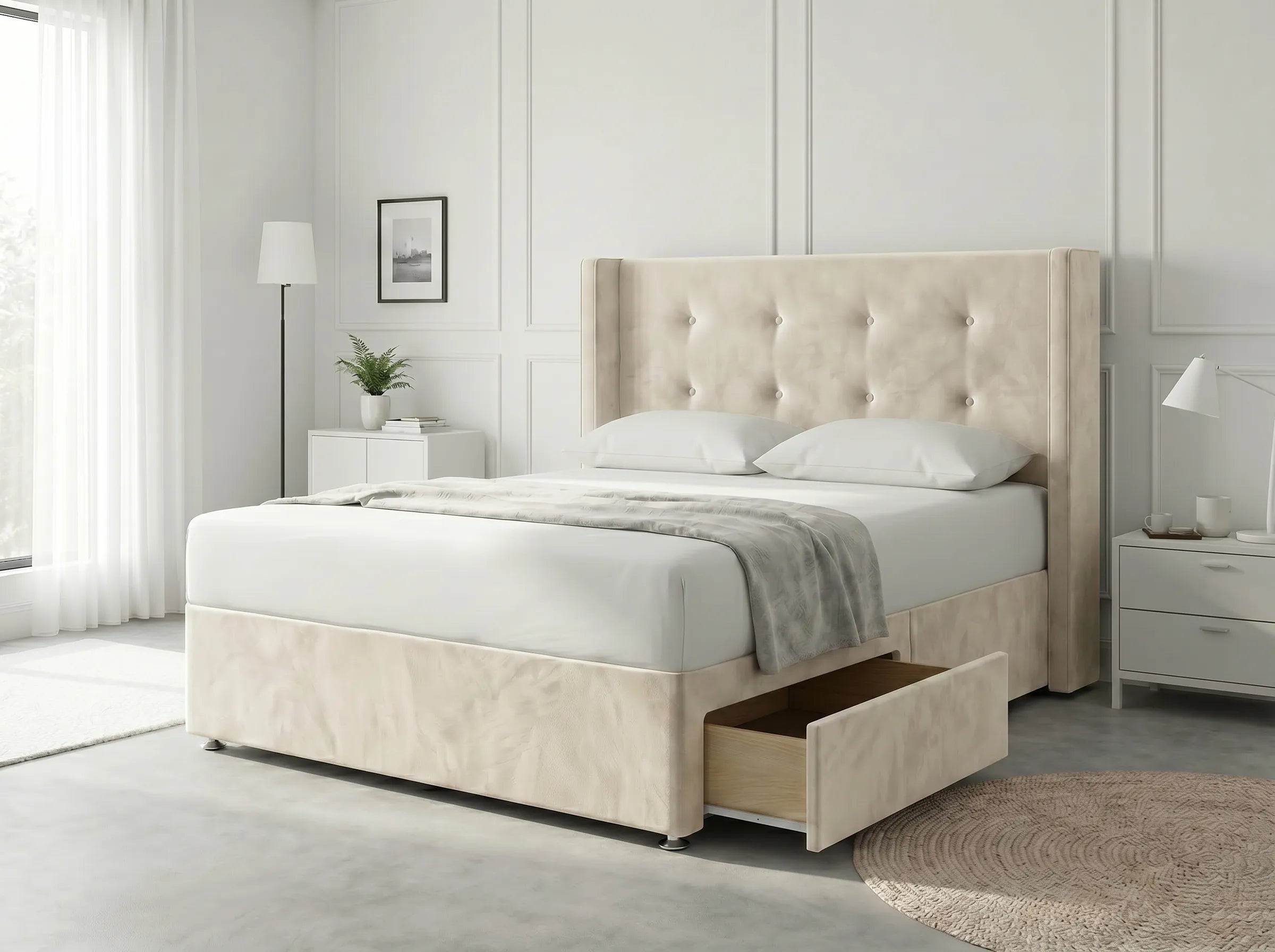 Elite Sleigh Harmony | Divan Drawer Frame with Multi-Drawer Storage Options (UK) | Discount Bed Store (DBS) #DB139