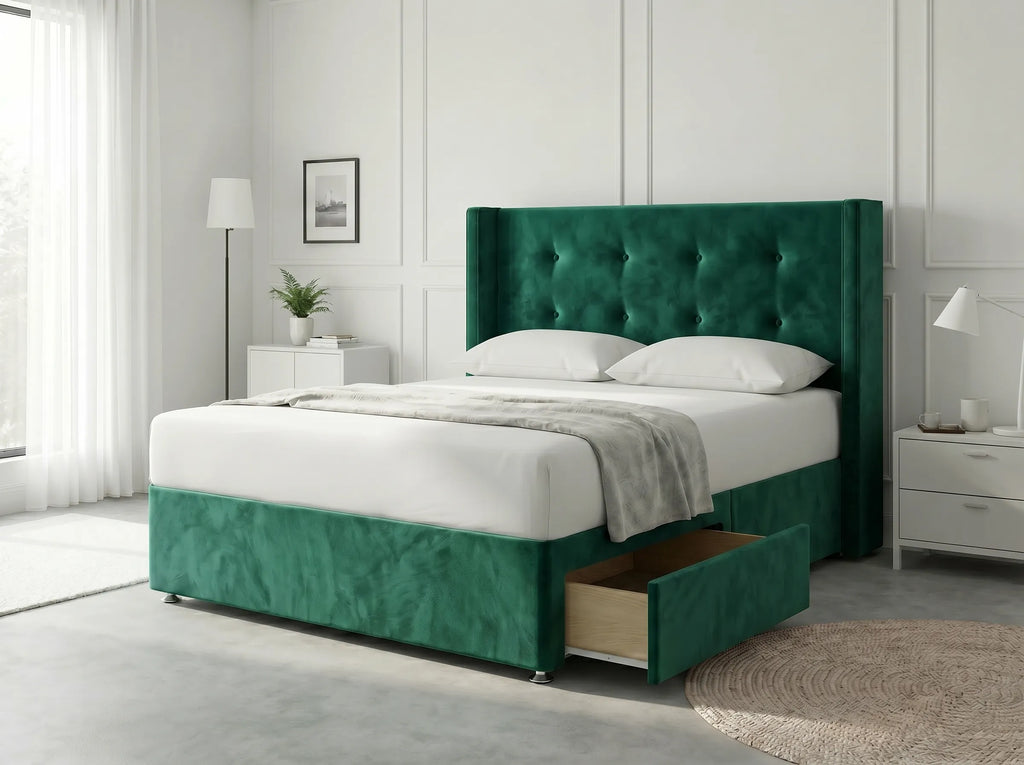 Elite Sleigh Harmony | Divan Drawer Frame with Multi-Drawer Storage Options (UK) | Discount Bed Store (DBS) #DB139