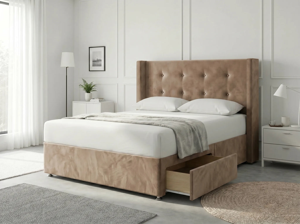 Elite Sleigh Harmony | Divan Drawer Frame with Multi-Drawer Storage Options (UK) | Discount Bed Store (DBS) #DB139