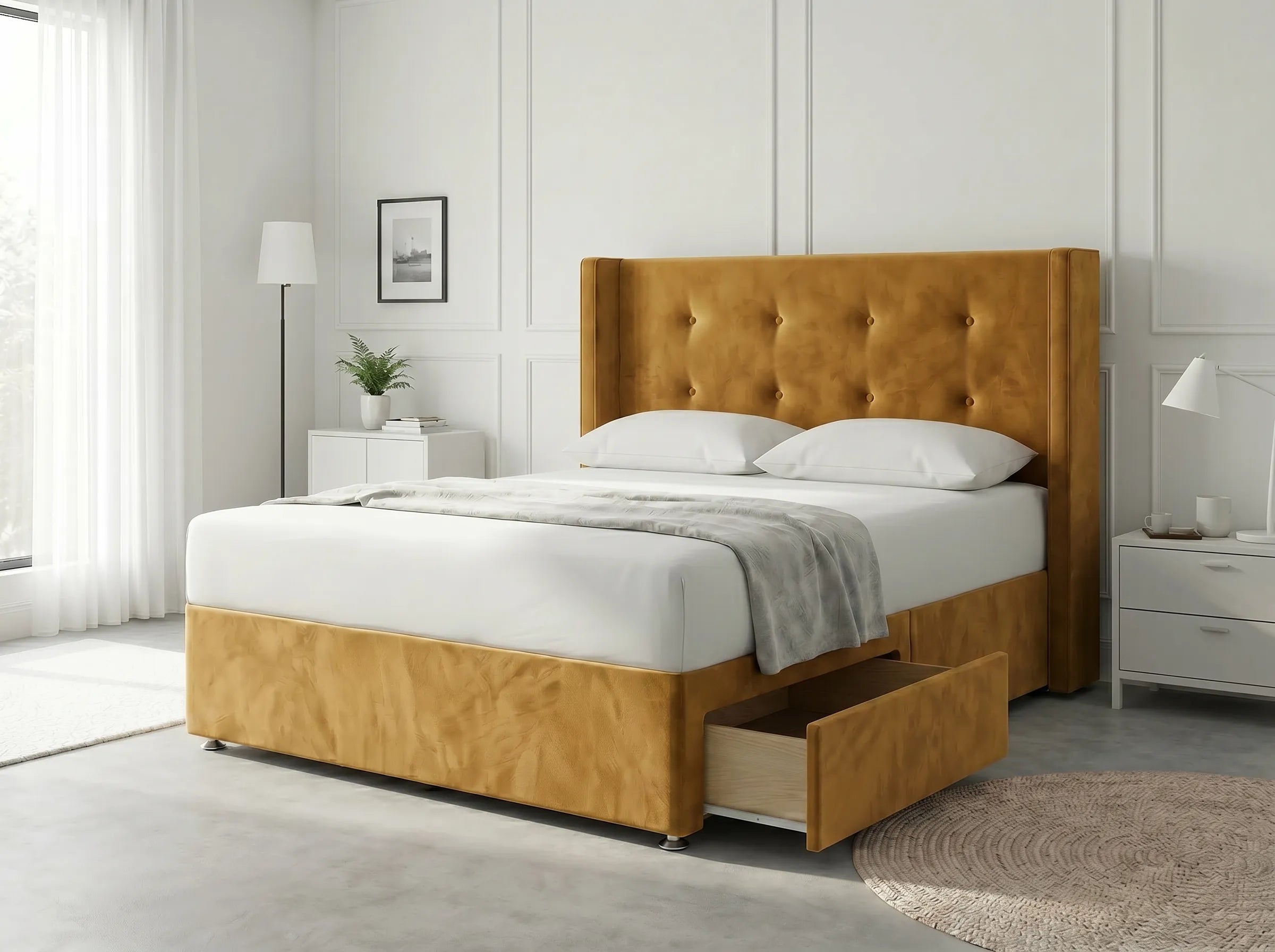 Elite Sleigh Harmony | Divan Drawer Frame with Multi-Drawer Storage Options (UK) | Discount Bed Store (DBS) #DB139