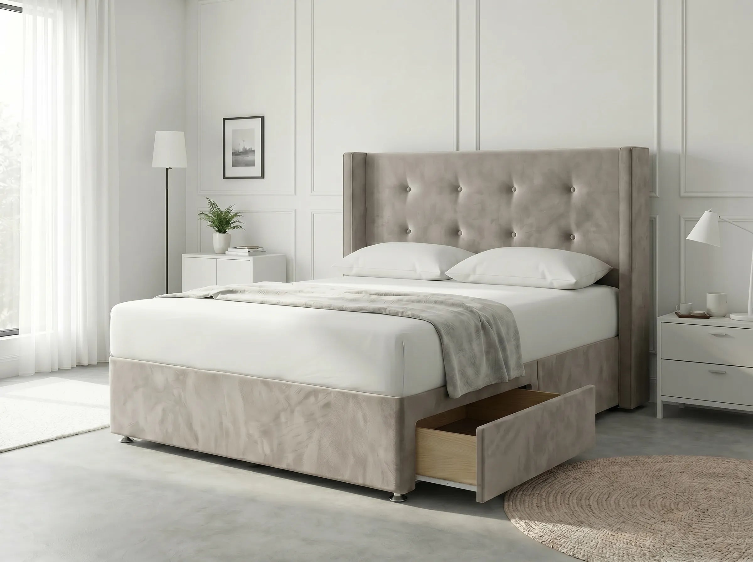 Elite Sleigh Harmony | Divan Drawer Frame with Multi-Drawer Storage Options (UK) | Discount Bed Store (DBS) #DB139