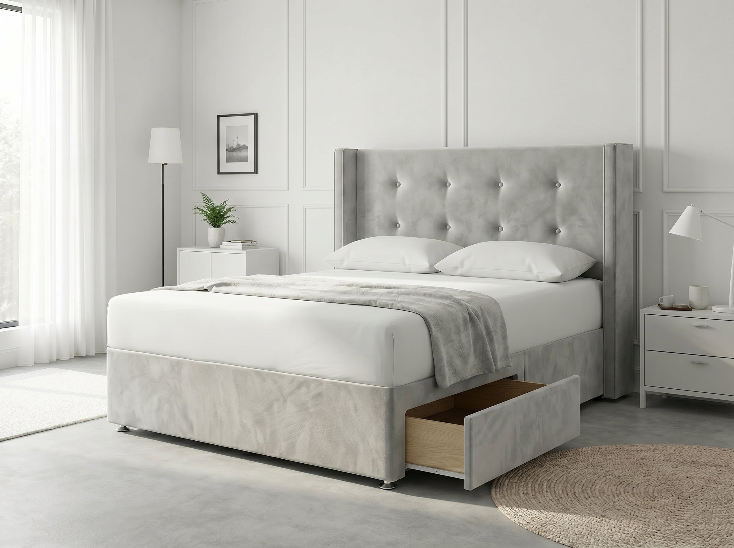 Elite Sleigh Harmony | Divan Drawer Frame with Multi-Drawer Storage Options (UK) | Discount Bed Store (DBS) Regal Sleigh Haven Divan Bed with Side Storage Drawers (UK) | Discount Bed Store (DBS) #DB139