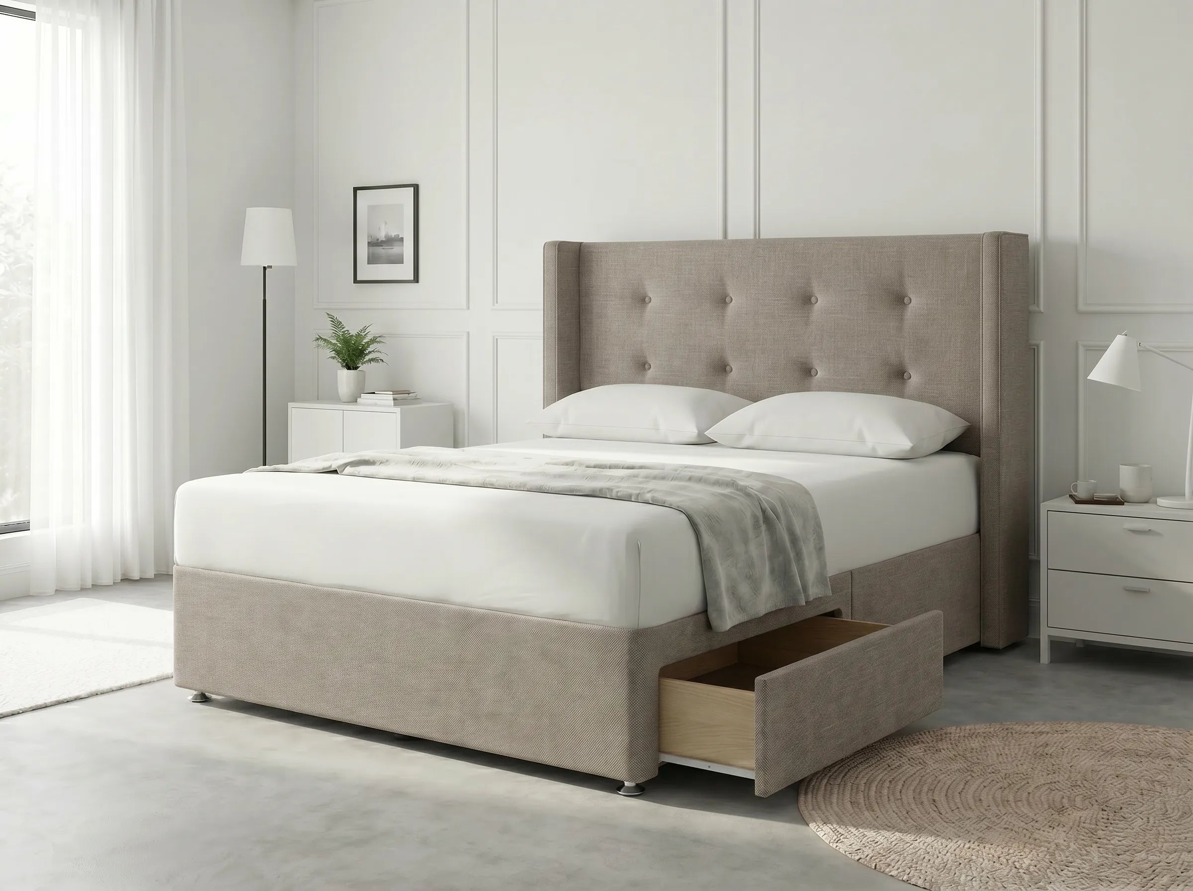 Elite Sleigh Harmony | Divan Drawer Frame with Multi-Drawer Storage Options (UK) | Discount Bed Store (DBS) #DB139