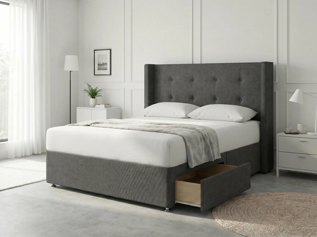 Elite Sleigh Harmony | Divan Drawer Frame with Multi-Drawer Storage Options (UK) | Discount Bed Store (DBS) #DB139