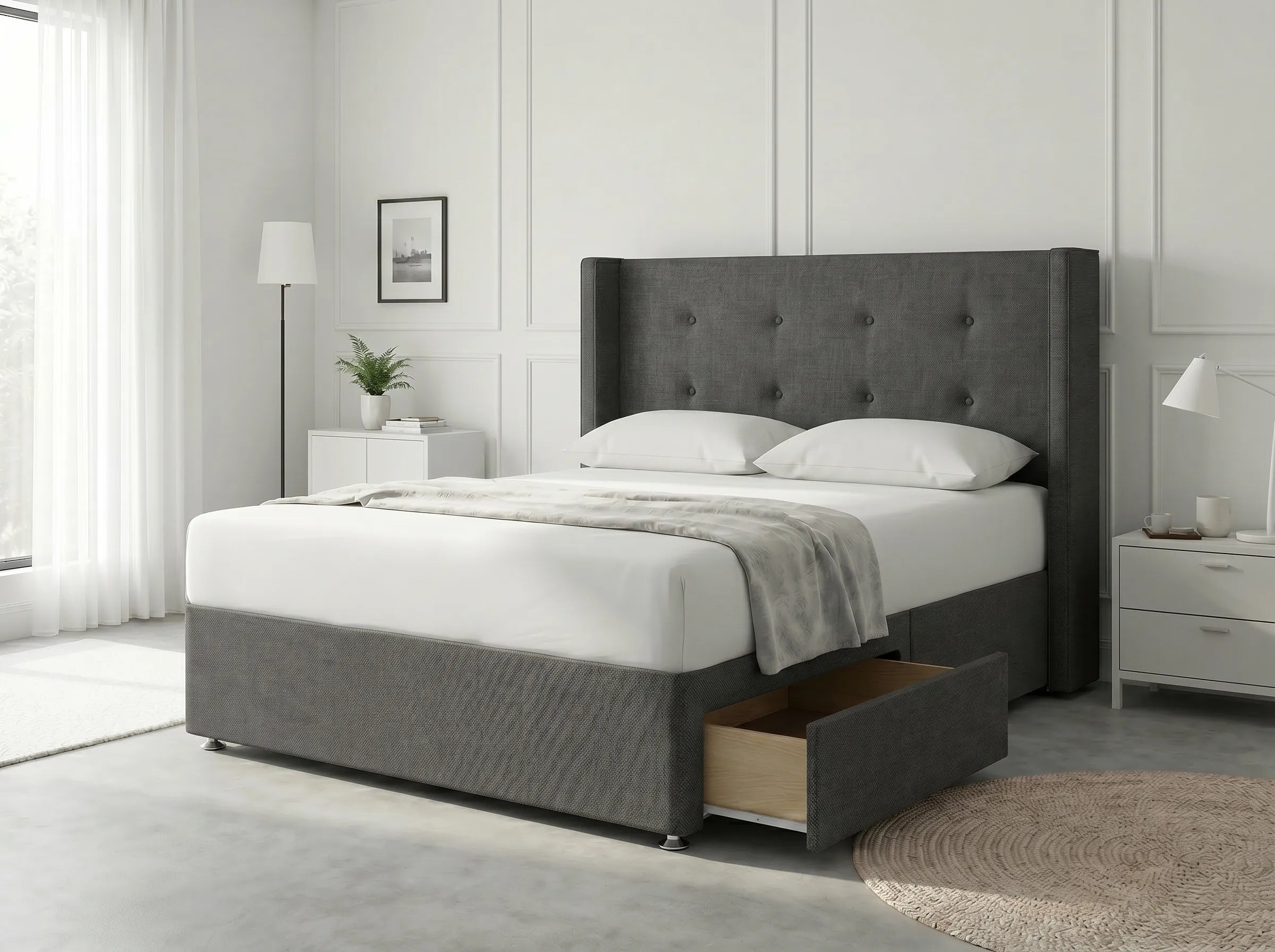Elite Sleigh Harmony | Divan Drawer Frame with Multi-Drawer Storage Options (UK) | Discount Bed Store (DBS) #DB139