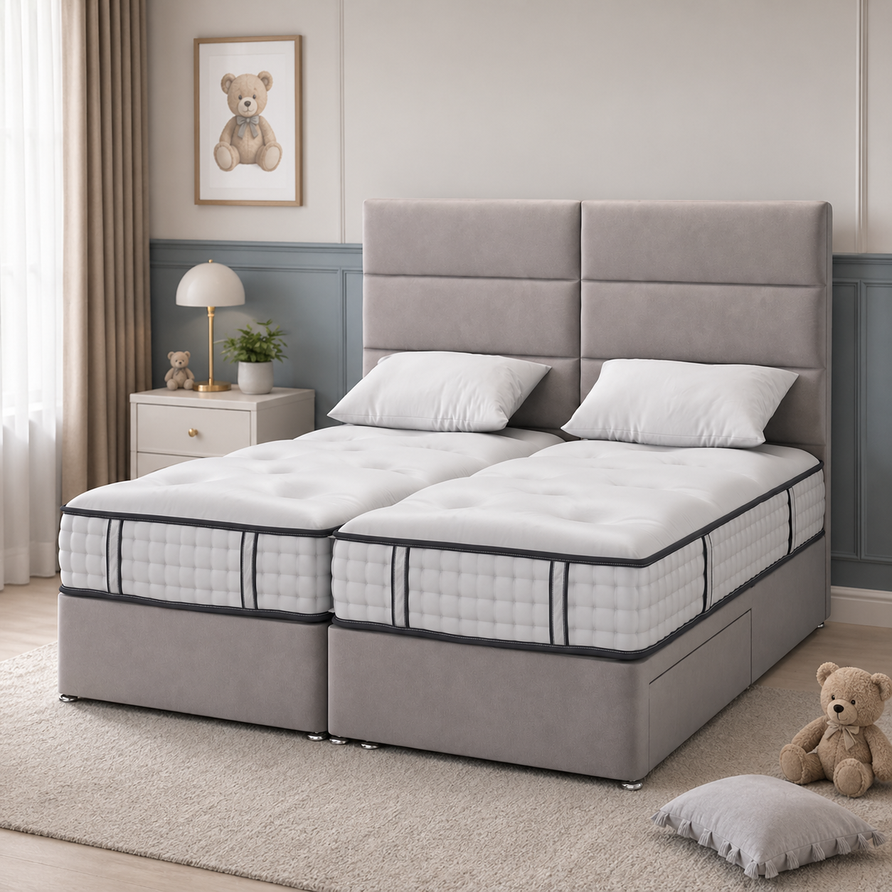 Atlas Comfort Zip & Link 2000 Pocket Spring Divan Bed Set BZL#1