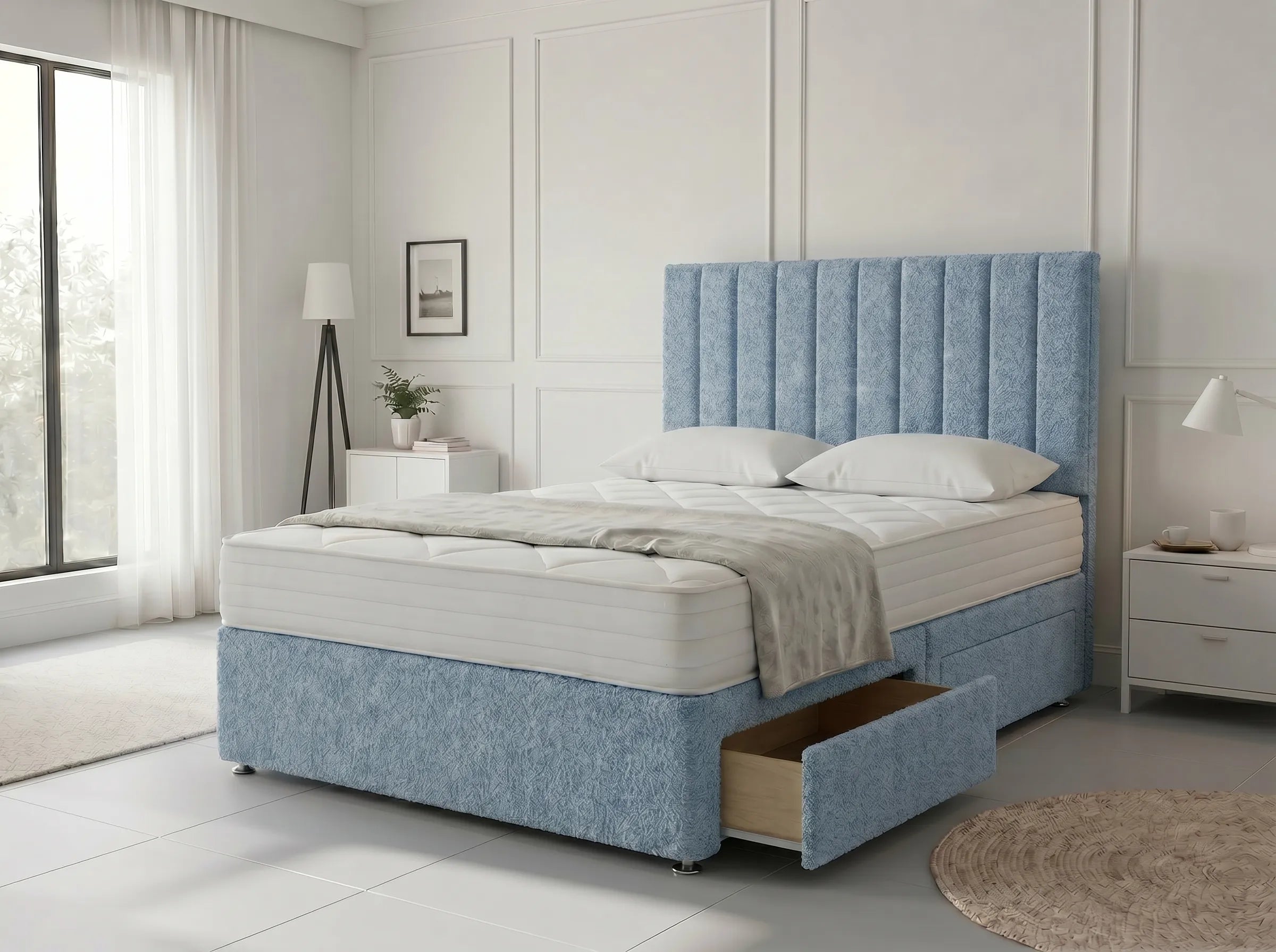 Modern Luxe Curve | Divan Drawer Bed Frame with Storage Drawers (UK) | Discount Bed Store (DBS) #DB150