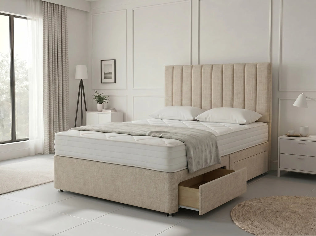 Modern Luxe Curve | Divan Drawer Bed Frame with Storage Drawers (UK) | Discount Bed Store (DBS) #DB150
