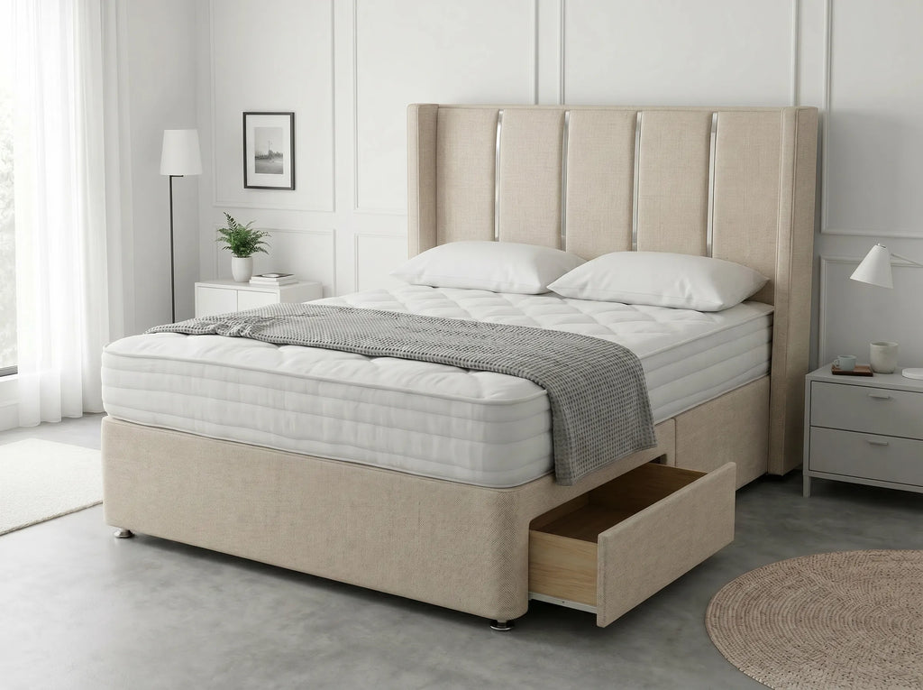Refined Curve Haven | Modern Divan Drawer Bed with Built-In Drawers (UK) | Discount Bed Store (DBS) #DB144