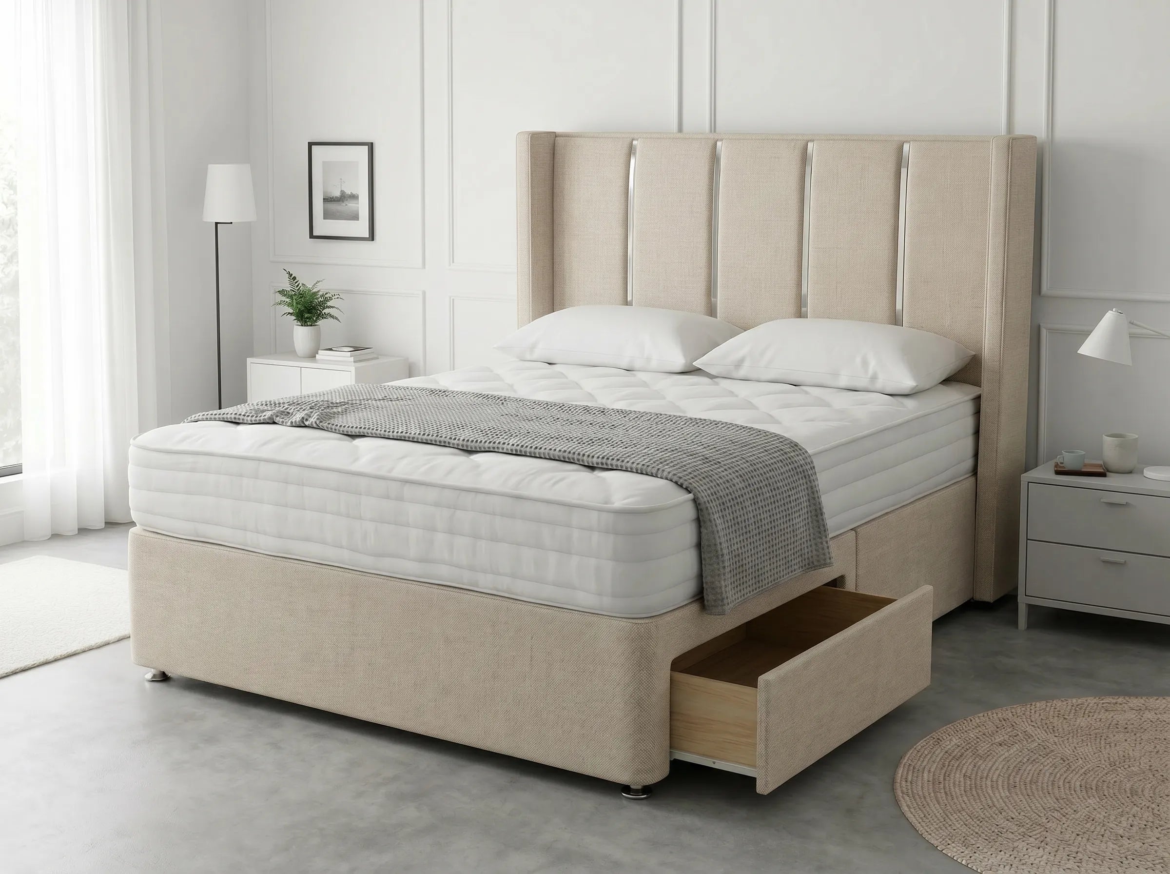 Refined Curve Haven | Modern Divan Drawer Bed with Built-In Drawers (UK) | Discount Bed Store (DBS) #DB144