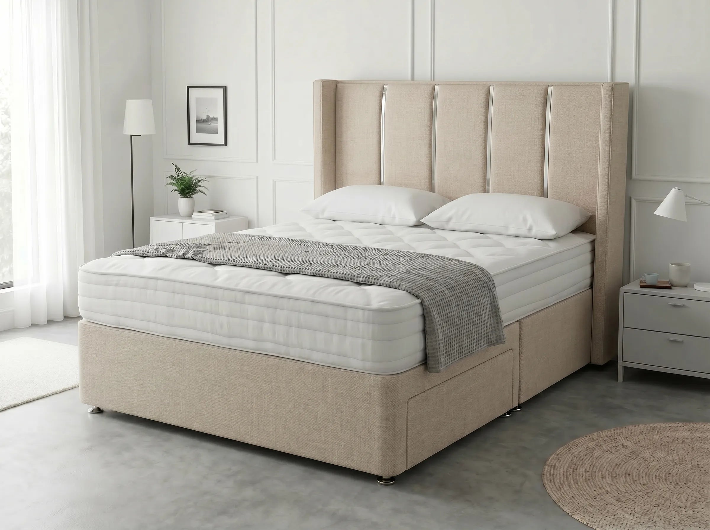 Refined Curve Haven | Modern Divan Drawer Bed with Built-In Drawers (UK) | Discount Bed Store (DBS) #DB144