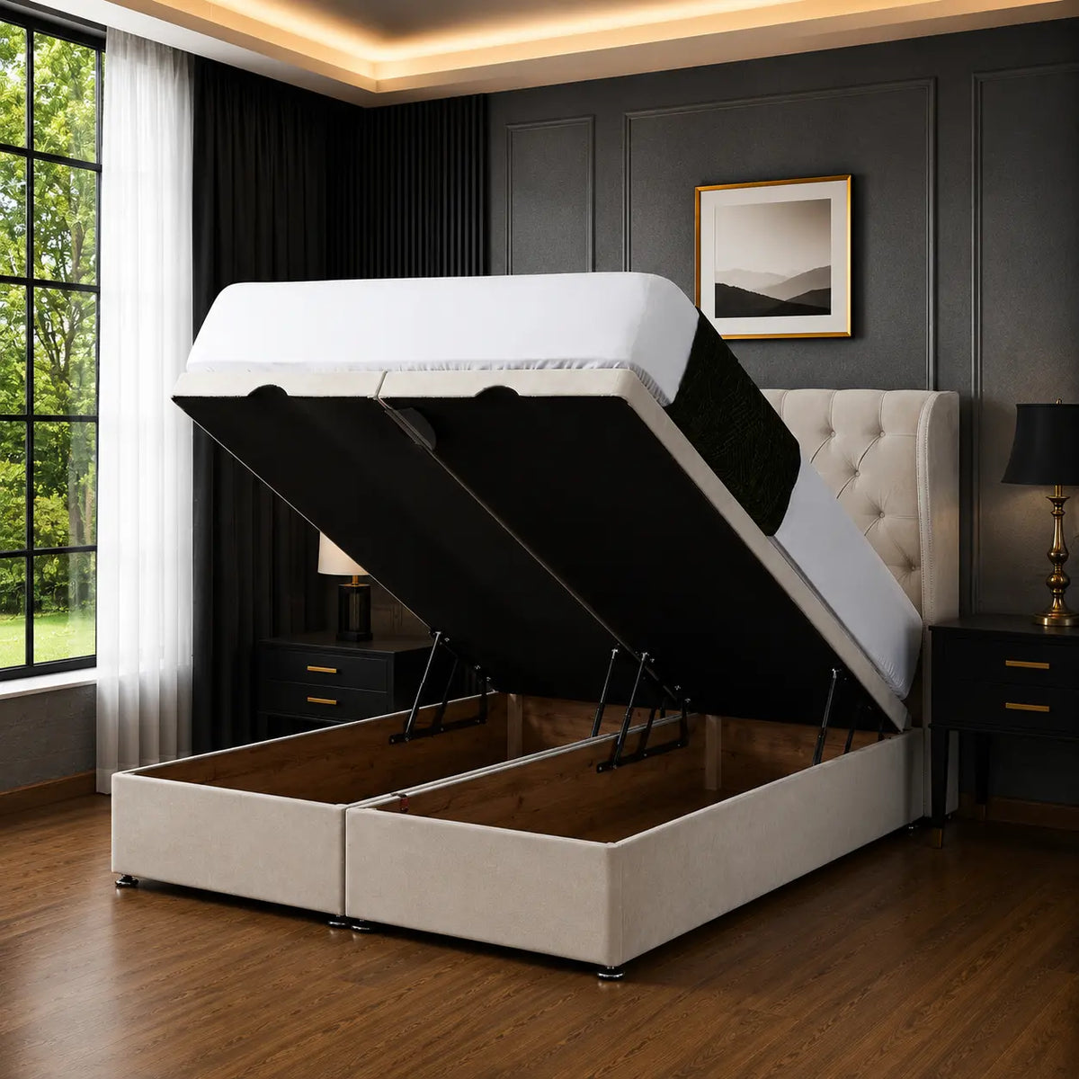 Clarendon Ottoman Storage Bed – Elegant Upholstered Divan Bed