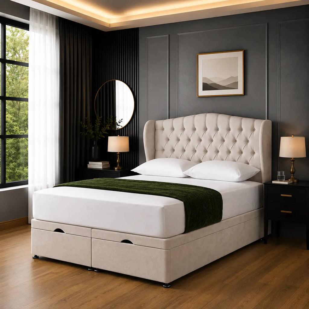 Clarendon Ottoman Storage Bed – Elegant Upholstered Divan Bed