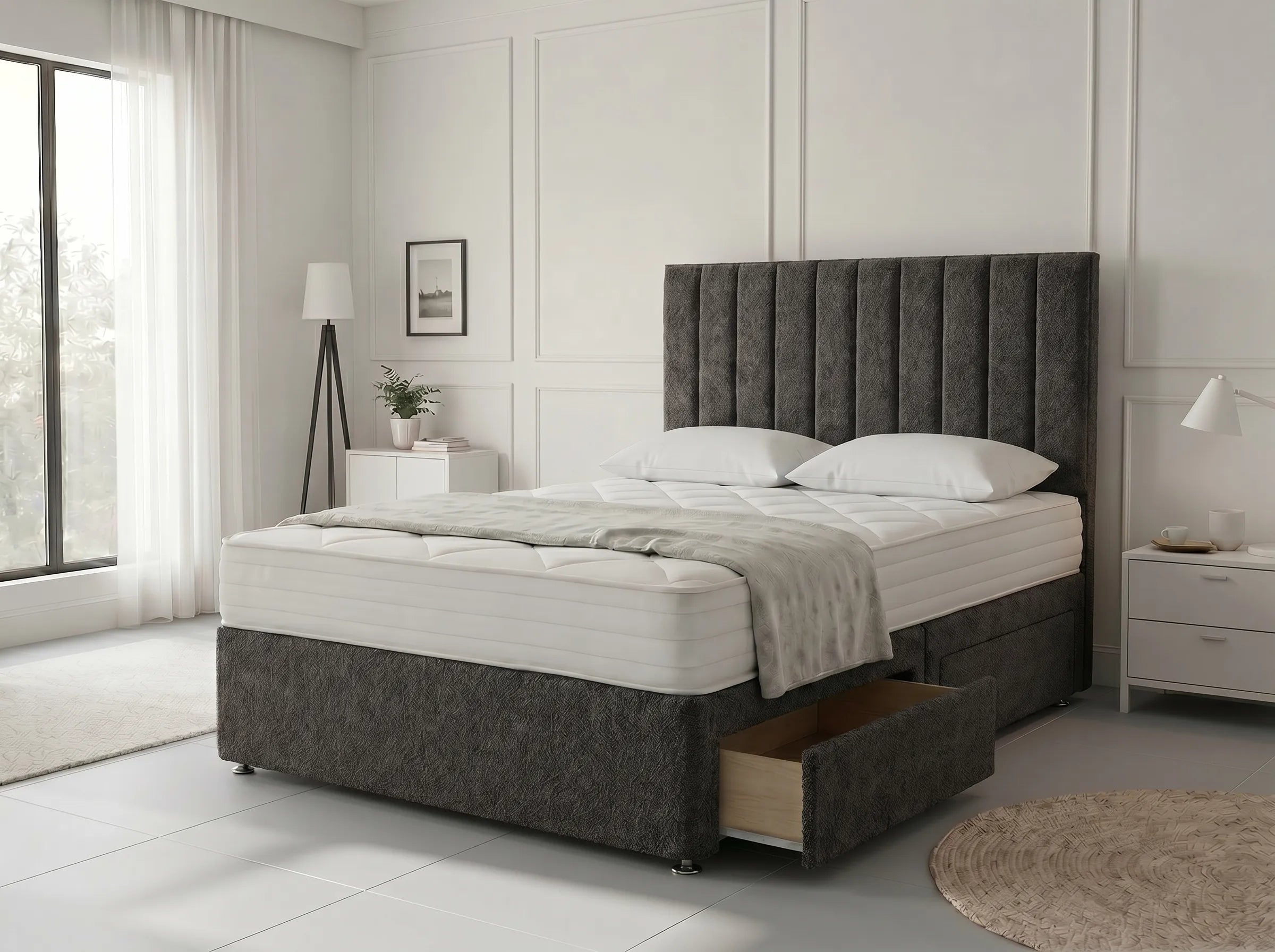 Modern Luxe Curve | Divan Drawer Bed Frame with Storage Drawers (UK) | Discount Bed Store (DBS) #DB150