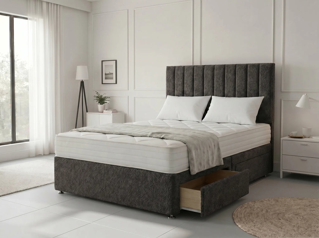 Modern Luxe Curve | Divan Drawer Bed Frame with Storage Drawers (UK) | Discount Bed Store (DBS) #DB150