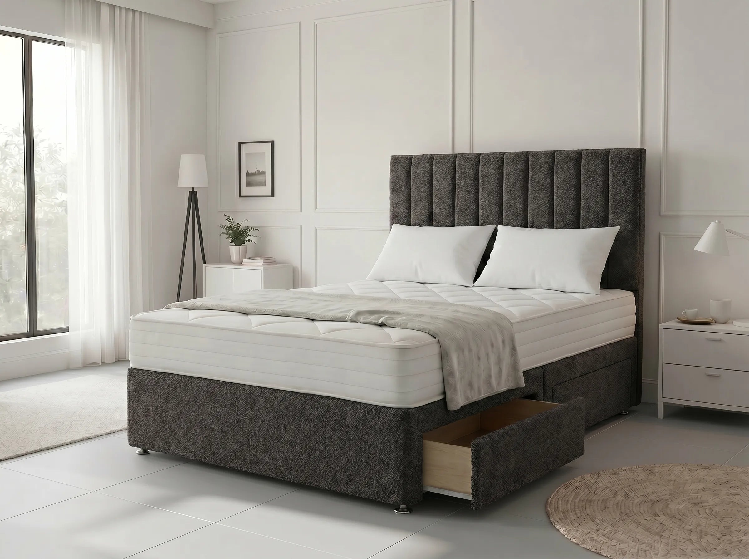 Modern Luxe Curve | Divan Drawer Bed Frame with Storage Drawers (UK) | Discount Bed Store (DBS) #DB150