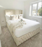 Sassari Chesterfield Winged Upholstered Fabric Bed