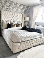 Sassari Chesterfield Winged Upholstered Fabric Bed