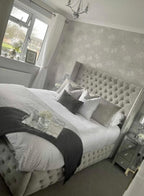 Sassari Chesterfield Winged Upholstered Fabric Bed