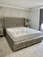Sassari Chesterfield Winged Upholstered Fabric Bed