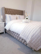 Sassari Chesterfield Winged Upholstered Fabric Bed