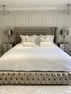 Sassari Chesterfield Winged Upholstered Fabric Bed