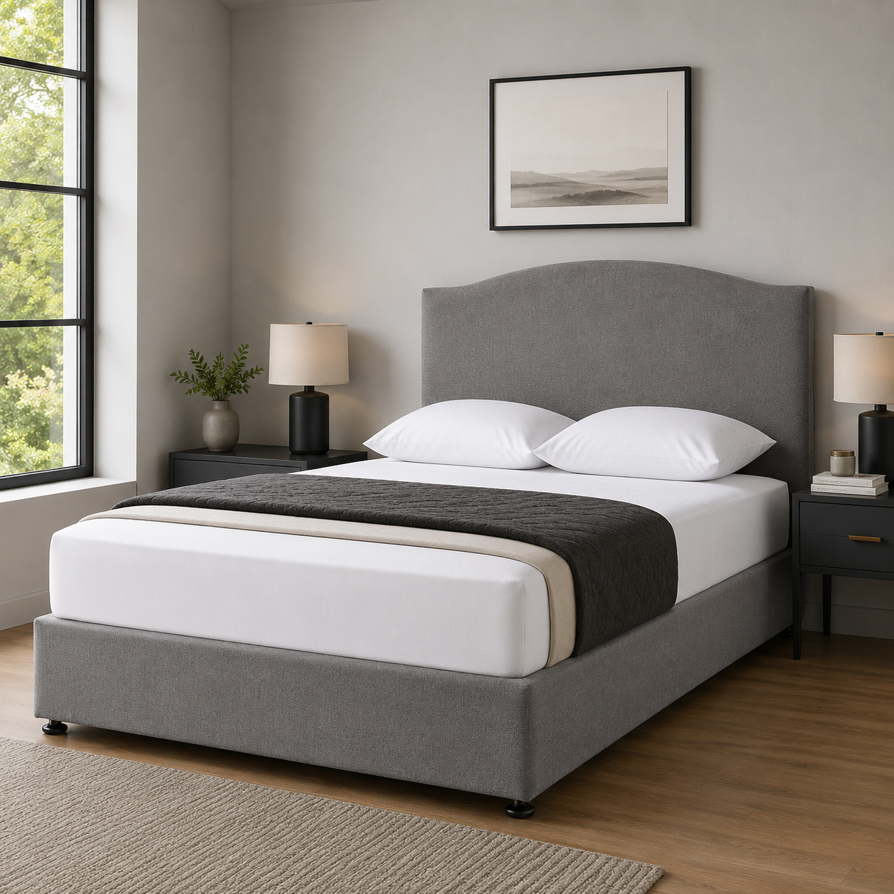 Harmony Sleigh Deluxe | Divan Bed Frame with Integrated Drawer Storage (UK) | Discount Bed Store (DBS) #DB156
