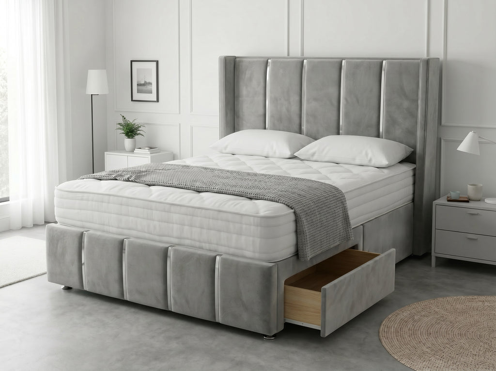 Refined Curve Haven | Modern Divan Drawer Bed with Built-In Drawers (UK) | Discount Bed Store (DBS) #DB144