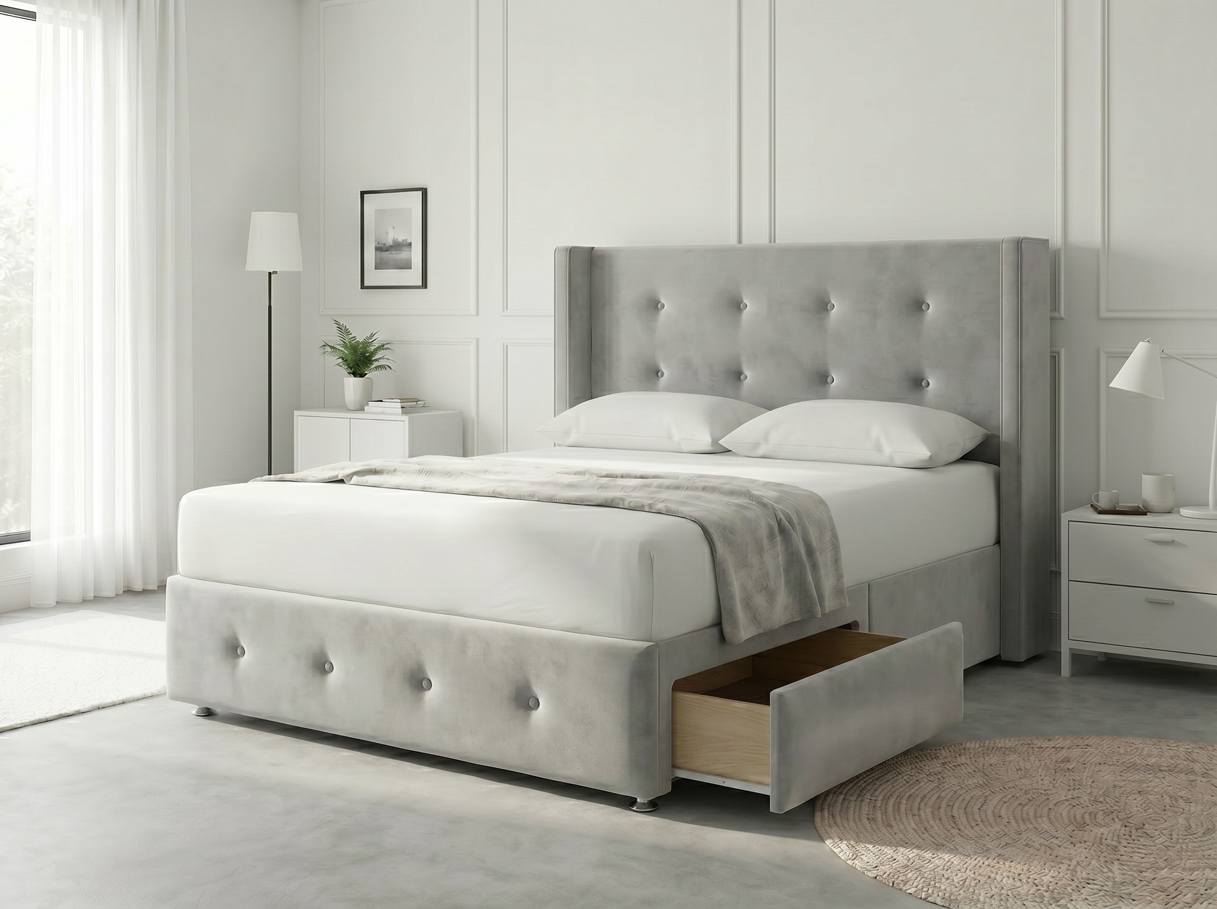 Elite Sleigh Harmony | Divan Drawer Frame with Multi-Drawer Storage Options (UK) | Discount Bed Store (DBS) Regal Sleigh Haven Divan Bed with Side Storage Drawers (UK) | Discount Bed Store (DBS) #DB139