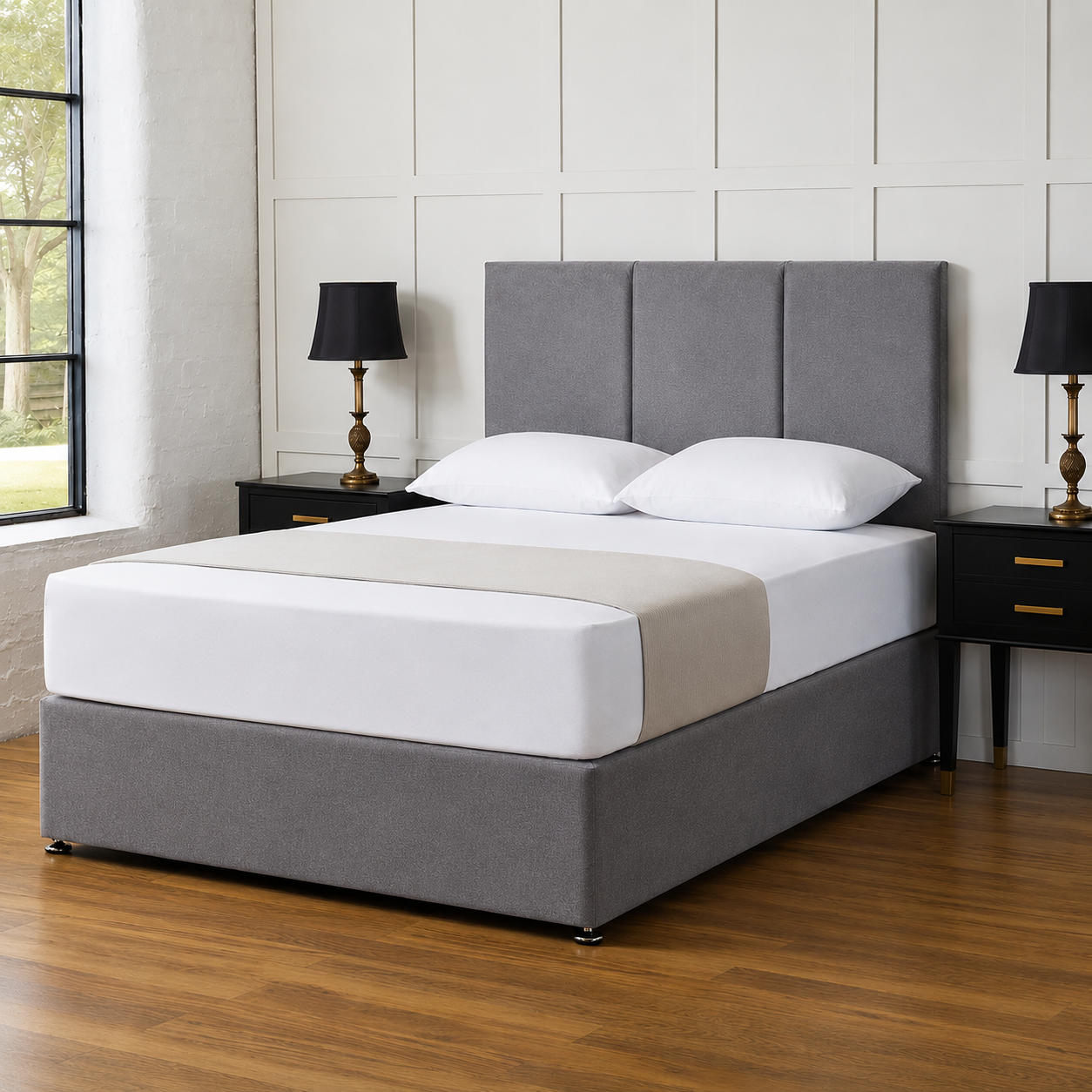 Nova Sleigh Essence | Modern Divan Frame with Concealed Drawer Storage (UK) | Discount Bed Store (DBS) #DB160