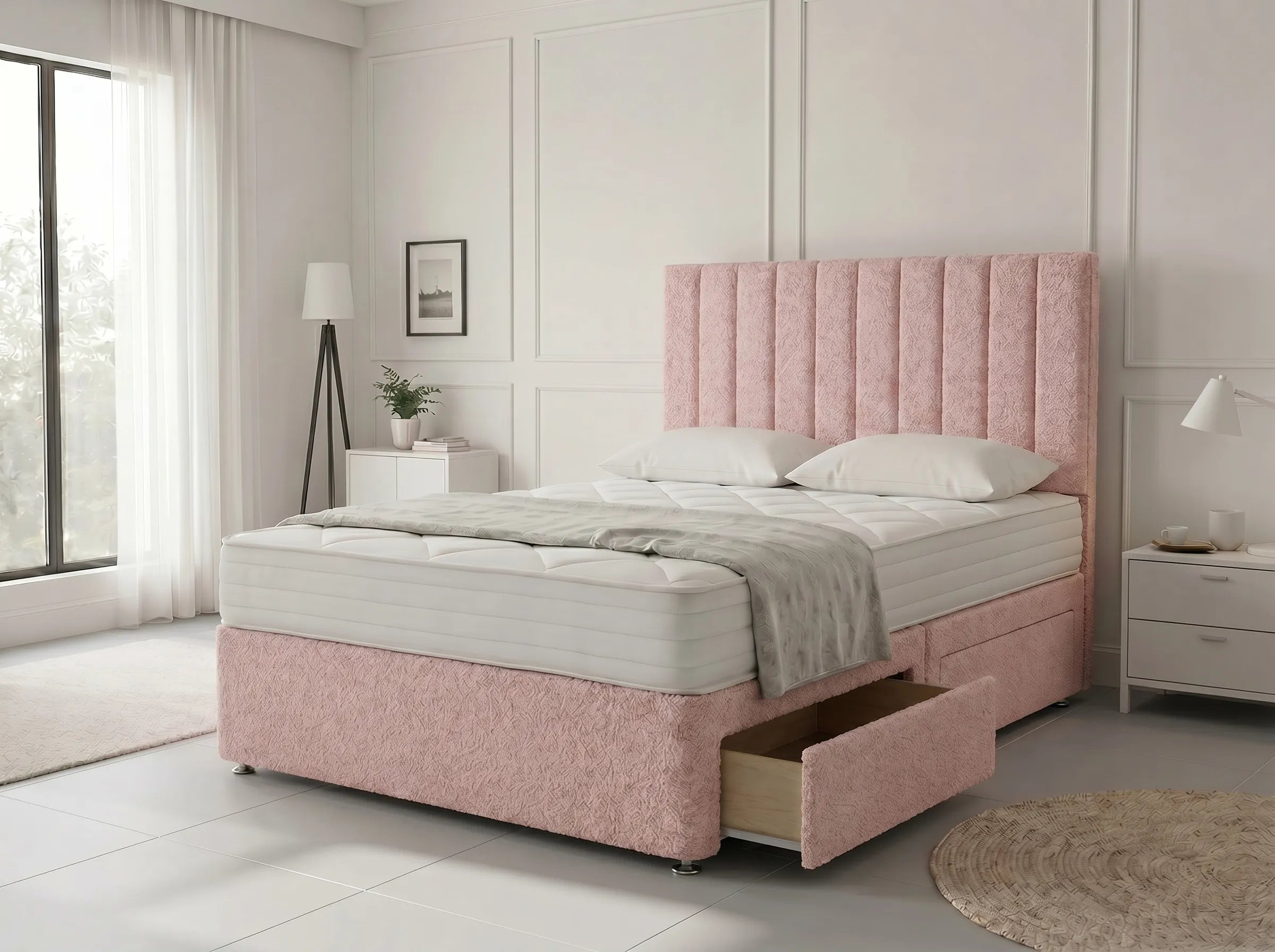 Modern Luxe Curve | Divan Drawer Bed Frame with Storage Drawers (UK) | Discount Bed Store (DBS) #DB150
