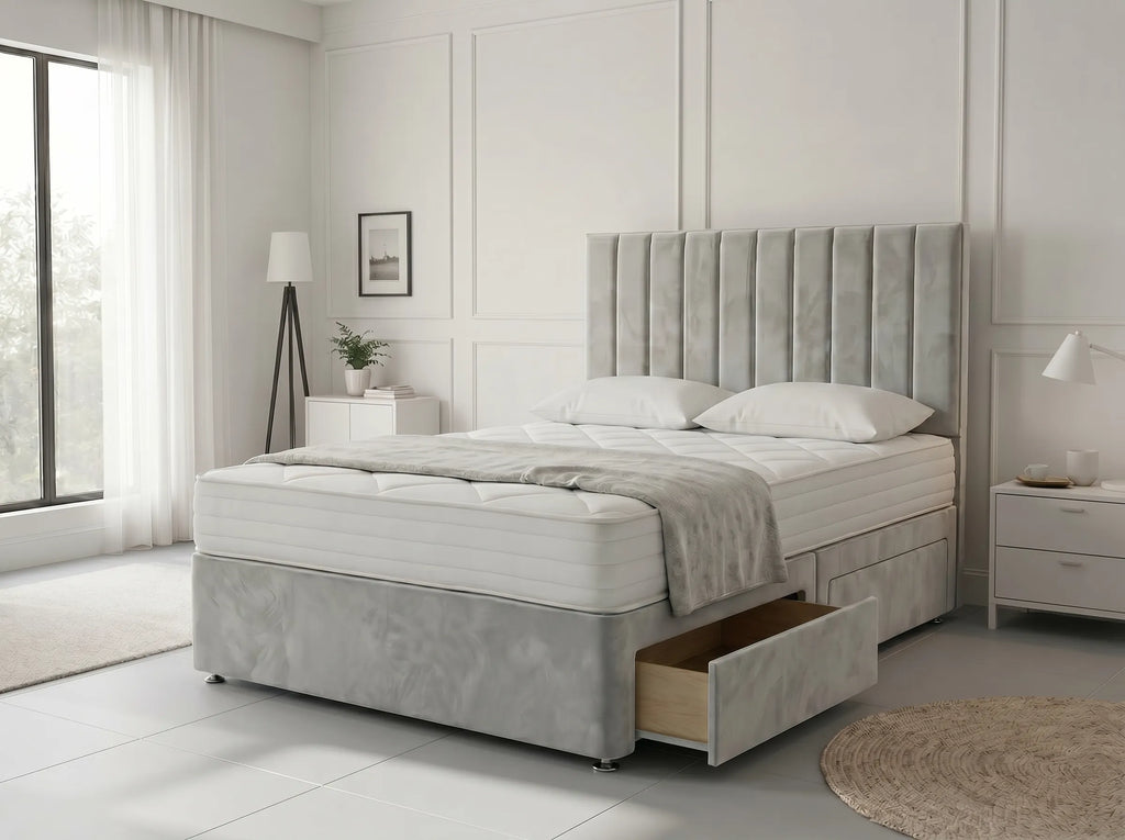 Modern Luxe Curve | Divan Drawer Bed Frame with Storage Drawers (UK) | Discount Bed Store (DBS) #DB150