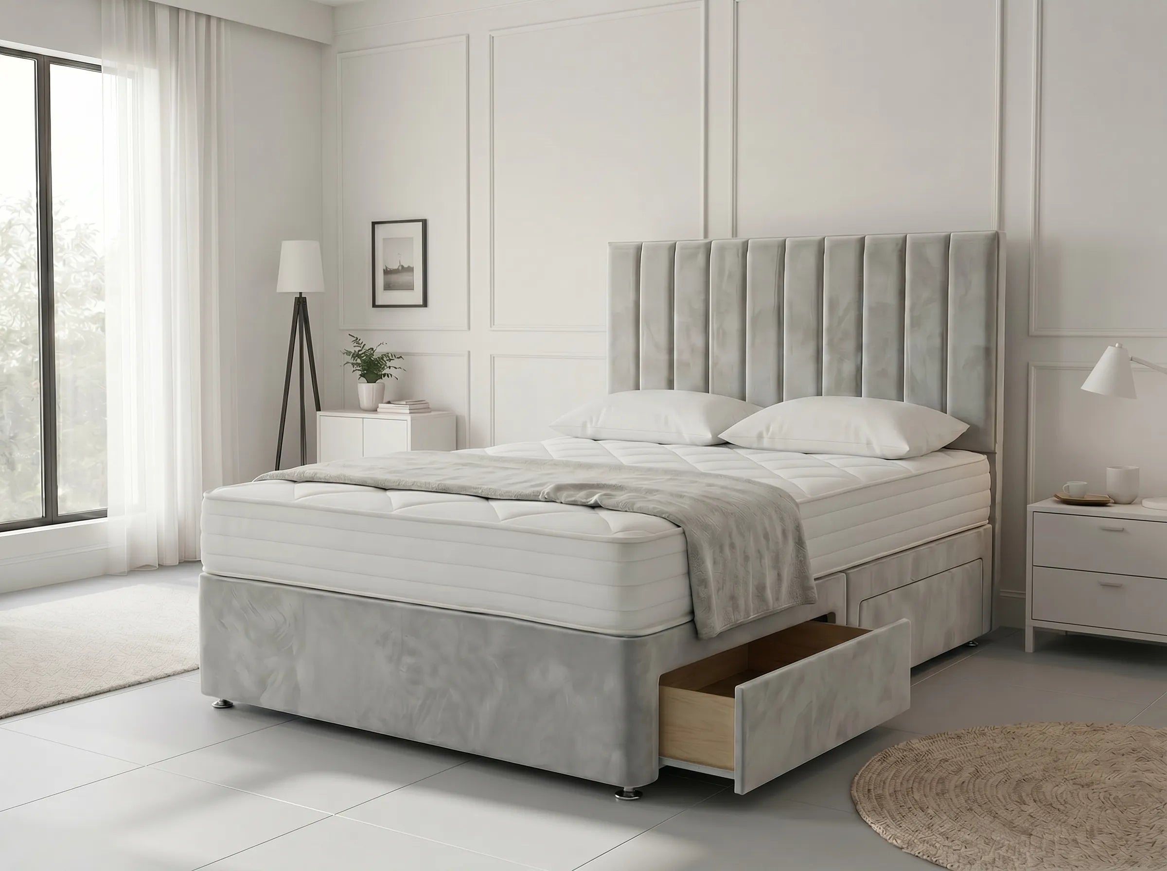 Modern Luxe Curve | Divan Drawer Bed Frame with Storage Drawers (UK) | Discount Bed Store (DBS) #DB150