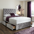 Plain Divan Drawer Bed – Plain Upholstered Headboard Design + Optional Mattress | Discount Bed Store [DBS-058]