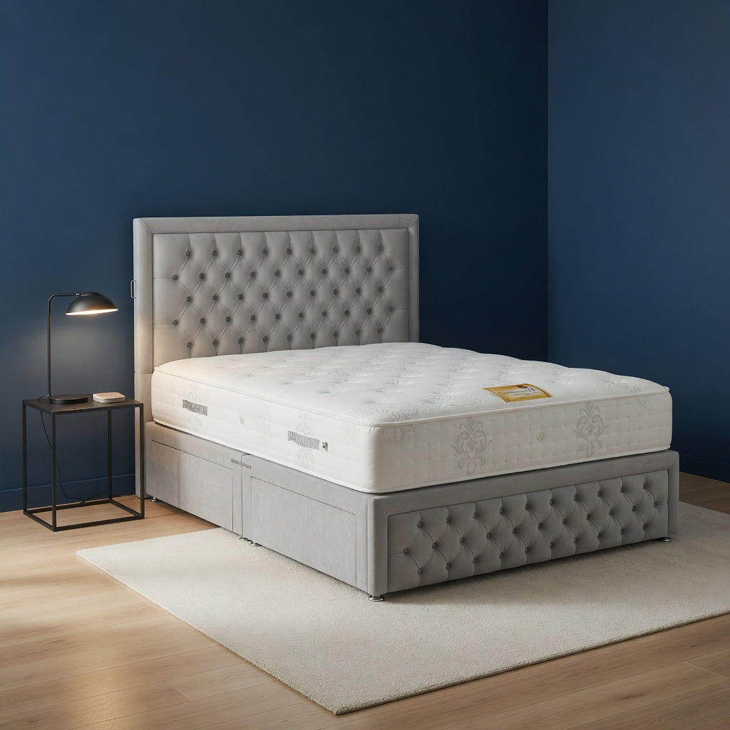 Grid Tuft Prestige #B165 | Optional Divan Drawer Bed Frame (UK) | Discount Bed Store (DBS)