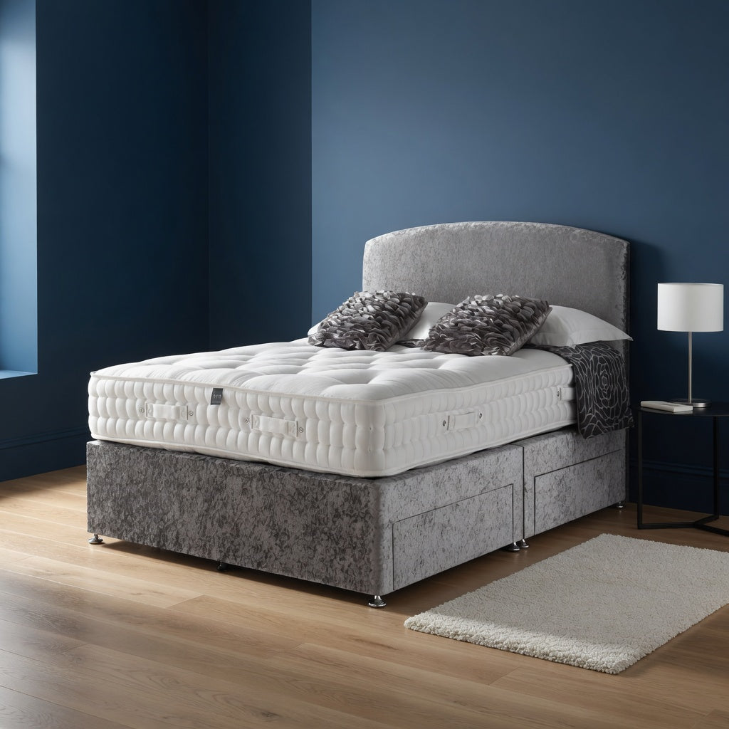 CurveLuxe Upholstered Divan Bed – Curved Headboard with Divan Base, Optional Divan Drawer | Discount Bed Store [DBS-048]