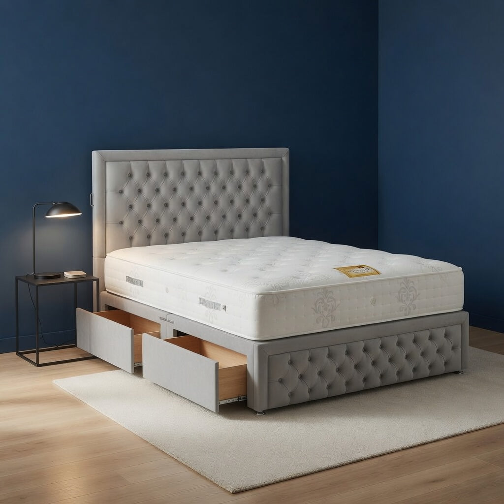 Grid Tuft Prestige #B165 | Optional Divan Drawer Bed Frame (UK) | Discount Bed Store (DBS)