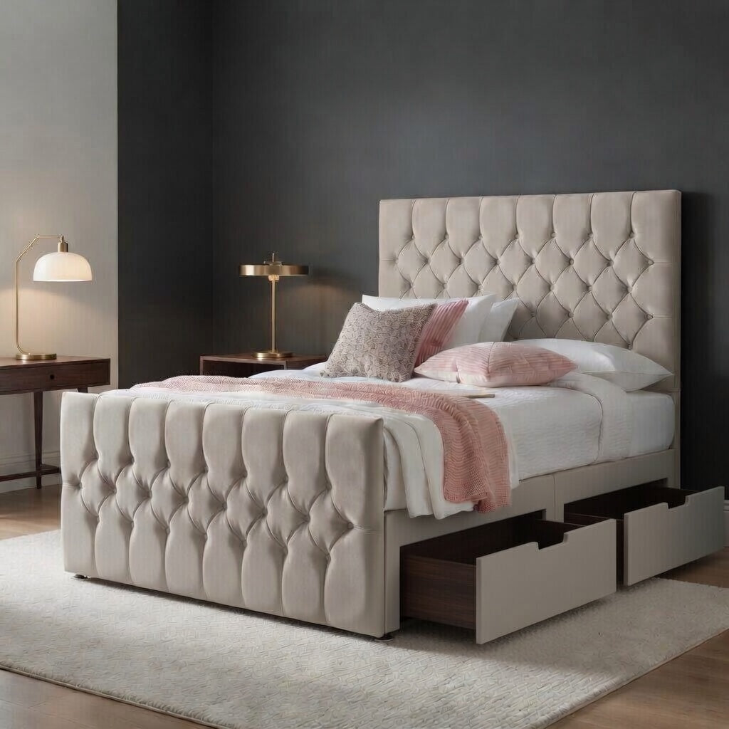 Diamond Grid Classic #B156 | Optional Divan Drawer Bed Frame (UK) | Discount Bed Store (DBS)