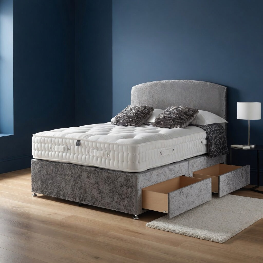 CurveLuxe Upholstered Divan Bed – Curved Headboard with Divan Base, Optional Divan Drawer | Discount Bed Store [DBS-048]