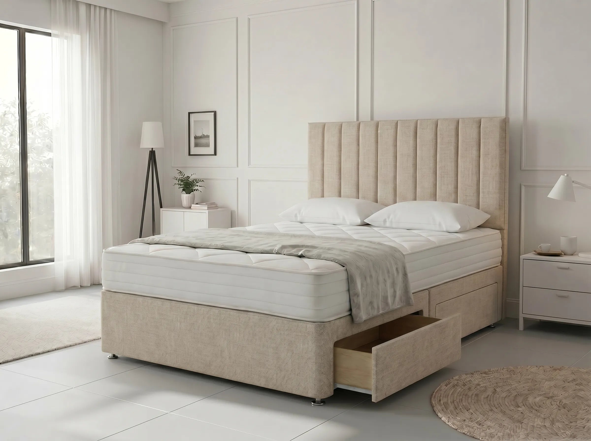 Modern Luxe Curve | Divan Drawer Bed Frame with Storage Drawers (UK) | Discount Bed Store (DBS) #DB150