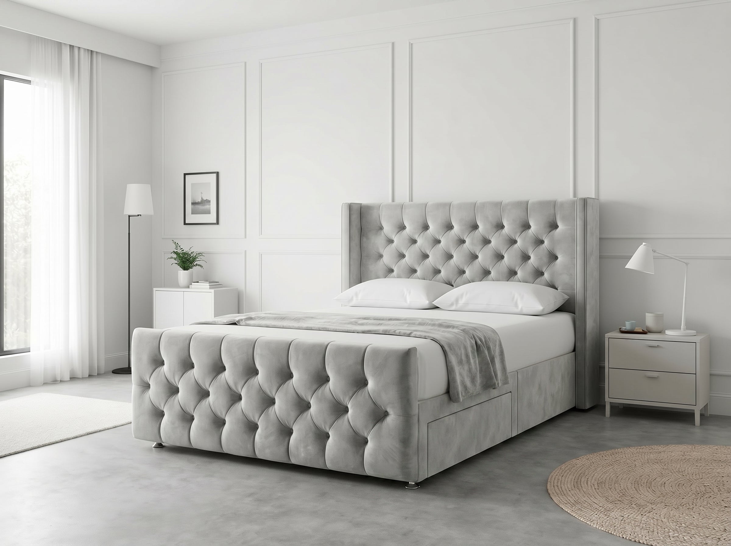 Luxury Curve Dream | Divan Drawer Bed Frame with Concealed Drawer Storage (UK) | Discount Bed Store (DBS) #DB146