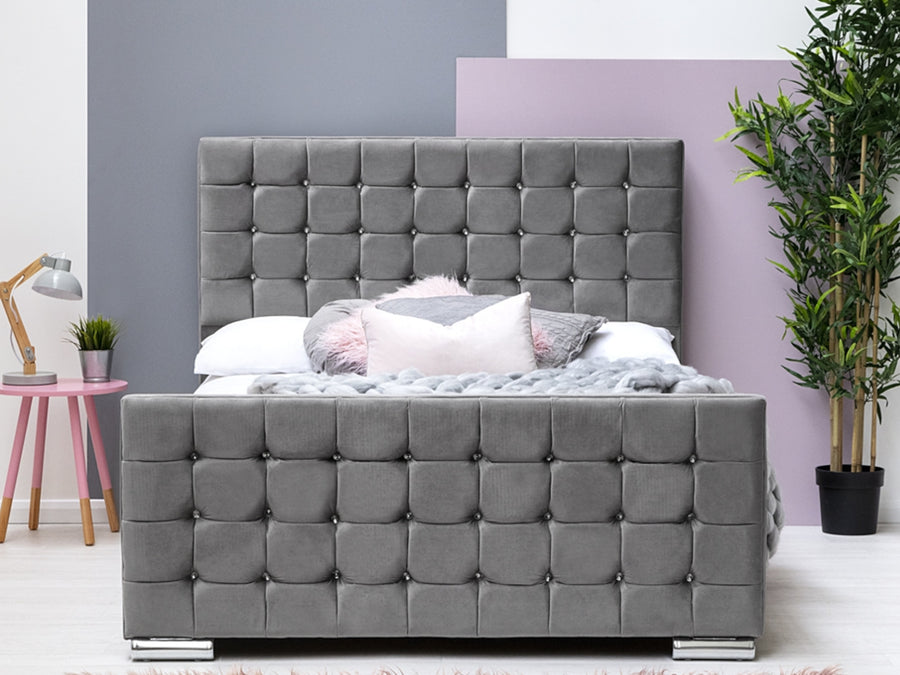 Cubed Upholstered Fabric Bed
