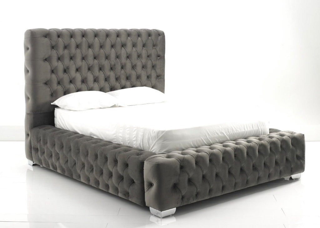 RegalAmb Tufted Ambassador Upholstered Bed Frame – Tufted Headboard, Tufted Sides and Tufted Footboard, Optional Ottoman Storage + Optional Mattress | Discount Bed Store [DBS-061]