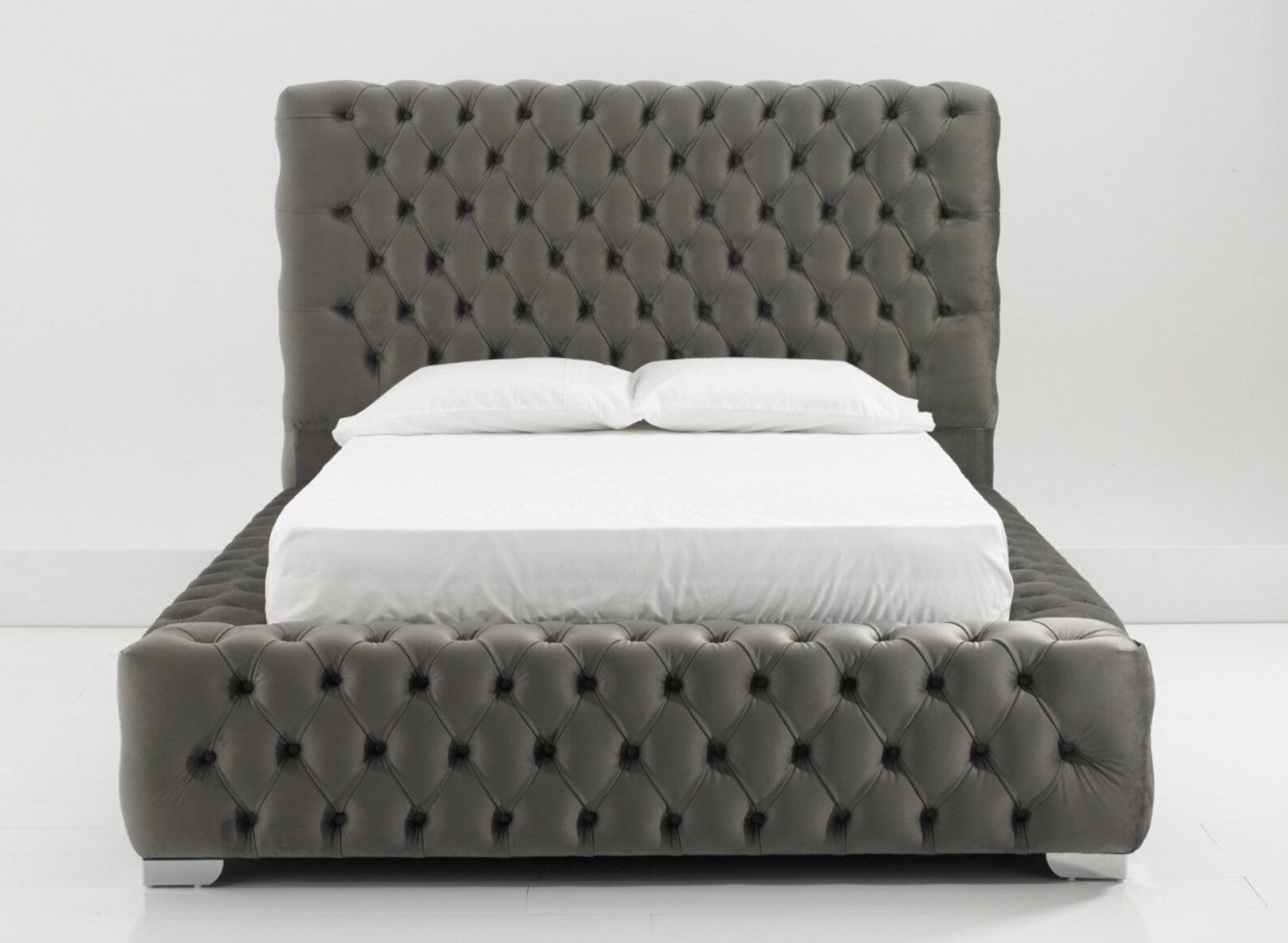 RegalAmb Tufted Ambassador Upholstered Bed Frame – Tufted Headboard, Tufted Sides and Tufted Footboard, Optional Ottoman Storage + Optional Mattress | Discount Bed Store [DBS-061]