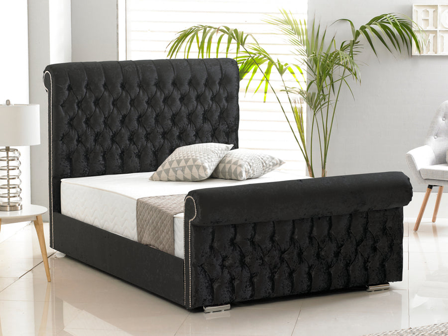 The Buckingham Uphholstered Fabric Sleigh Bed