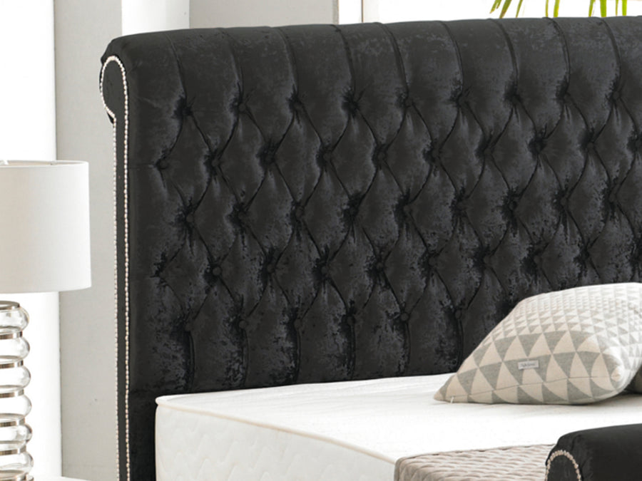 The Buckingham Uphholstered Fabric Sleigh Bed