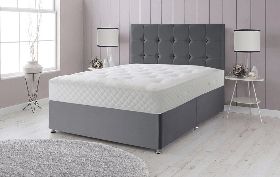 CubeTuft Divan Drawer Bed – Cube Tufted Upholstered Headboard Design + Optional Mattress | Discount Bed Store [DBS-055]