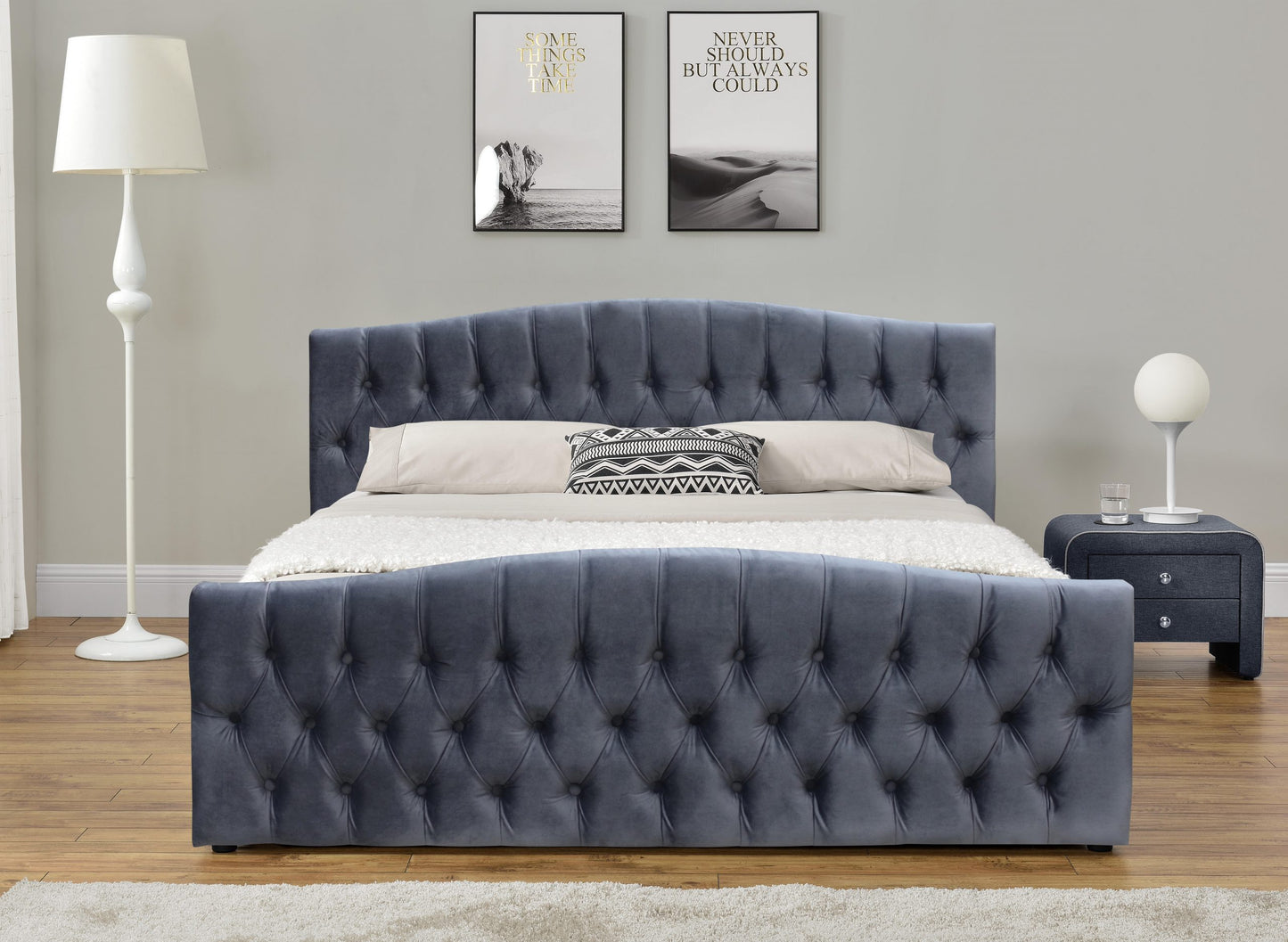 The Florence Chesterfield Curved Upholstered Fabric Bed