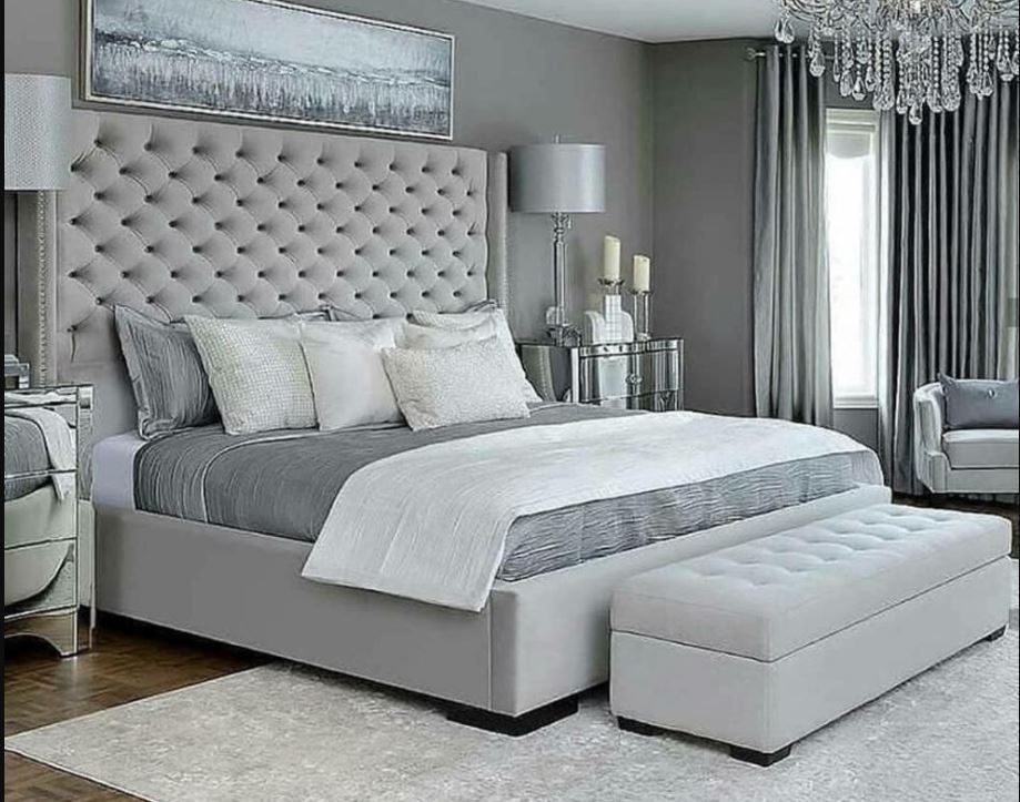 WingPlain Wingback Upholstered Bed Frame – Wingback Headboard with Plain Sides and Plain Front, Optional Ottoman or Divan Base + Optional Mattress | Discount Bed Store [DBS-080]