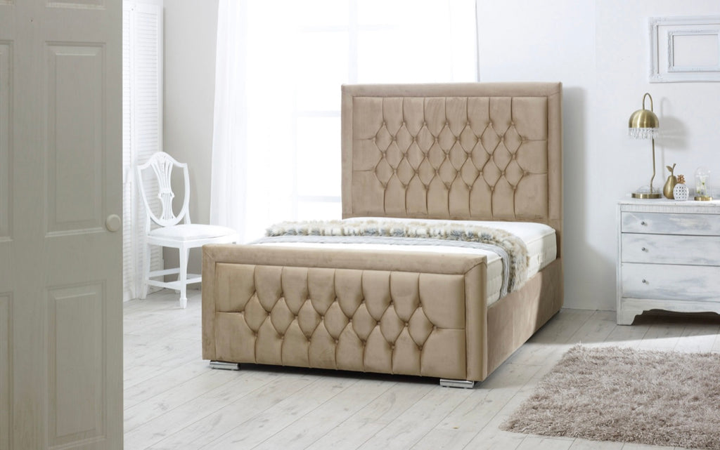 The Hilton Chesterfield Upholstered Fabric Bed